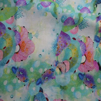 Van de Katoenen van de luxepolyester de Broekramee Stoffen lichtblauwe Bloemen Geweven Kleding