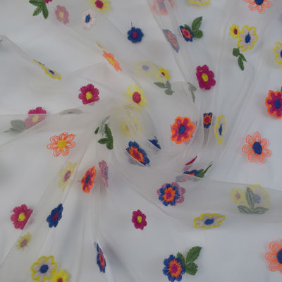 Spandex geborduurde Brokaatjacquard Elastisch Mesh Fabric