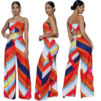 Het breed-Beenbroek van drukhalter Jumpsuit Toevallig van de Schouder Rugloze Playsuit