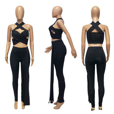 Omgord en Gekruist met uit:hollen-uit Hals Lanyard Pant Suit Ladies