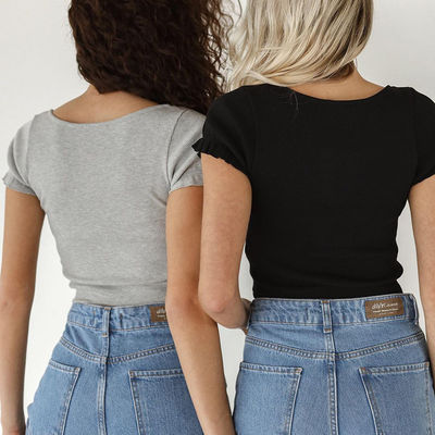 Magere de Kraagkorrels van Navelu met Cardigan Hoogste Katoenen T-shirt