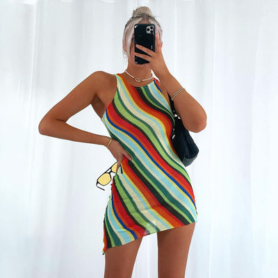 De slanke Sleeveless Ronde Vrouwen van de de Streepkleding van de Kraagkleur