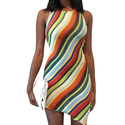 Kleurrijke de Kledings70% Katoenen 30% van de Streep Onregelmatige Strapless Zomer Polyester