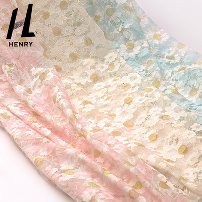ODM Patroon breit het Gedrukte Kant Mesh Fabric For Women Clothing