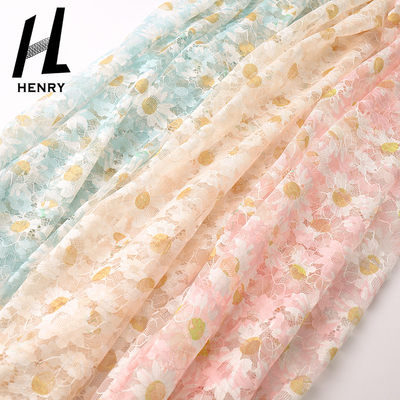 ODM Patroon breit het Gedrukte Kant Mesh Fabric For Women Clothing