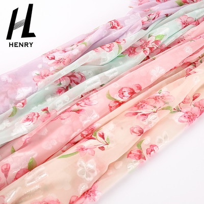 Van de de Stoffenchiffon van Tulle van het douanepatroon de Zachte Bloemendruk voor DIY-Decoratie