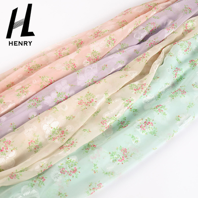 Textiel Zachte Bloemenchiffon Gedrukte Stof voor Kledingstuk Lichtgewicht