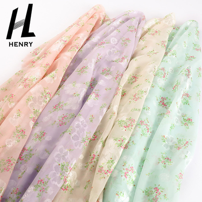 Textiel Zachte Bloemenchiffon Gedrukte Stof voor Kledingstuk Lichtgewicht
